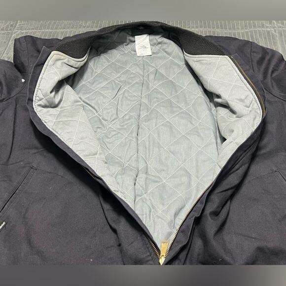 Vintage Workrite FR Quilted Lined Bomber Jacket Mens Large XL Logo Navy RARE - Picture 9 of 9